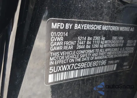 2014 BMW X3 xDrive35I из США, поврежденный, VIN 5UXWX7C59E0E80196